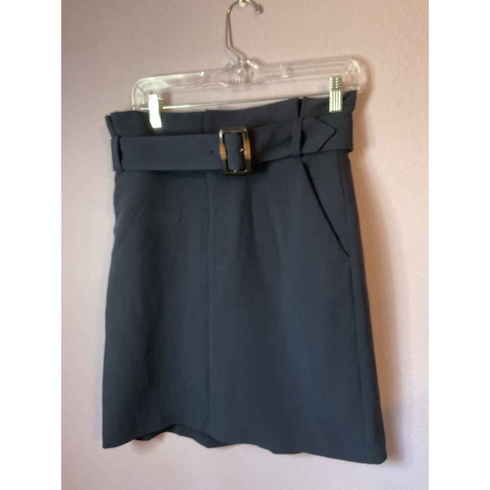 Banana Republic Navy Blue Belted Skirt Size‎ 6 Business Pockets